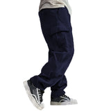 Wiaofellas  -  Streetwear New Casual Mens Cargo Pants Vintage Patchs Pockets Solid Color Corduroy Pants For Men Spring Summer Fashion Trousers
