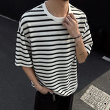 WIAOFELLAS  -  Trendy New Men's Straight Contrast Color Loose T-shirts Fashion 2025 Summer Casual Short Sleeves O-neck Tops Male