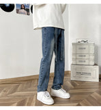 WIAOFELLAS  -  New Autumn Style Versatile Trendy Brand Loose Slimming American High Street Trousers Washed Casual Straight Wide Leg Jeans