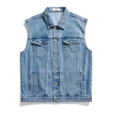 Wiaofellas   -  Spring New Men's Blue Denim Vest Loose Retro Multi-pocket Student Jacket Sleeveless Vest Jacket Brand Men's