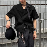Wiaofellas  -  Men's Shirt Lapel Short Sleeve Summer Button Casual Menswear Clothing Camisa Streetwear Solid Fashion Shirts For Man