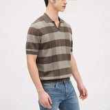 WIAOFELLAS  -  Summer New Fashion Men Knitted Polo Shirt  Stripes Patchwork Tees Turn-down Collar Short Sleeve Tops Casual Men Polos Shirts