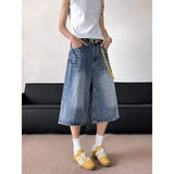 WIAOFELLAS  -  Fashion Men's Gradient Do Old Casual Denim Shorts Trendy 2025 Summer High-waisted Loose Wide Leg Short Pants Male