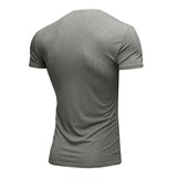 WIAOFELLAS  -  Summer Men's T Shirts Sports and Fitness Short-sleeved T-shirts European and American Men Slim V-neck Top Ice Silk Tshirt