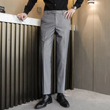 WIAOFELLAS  -  Men's Work Clothes, Oversized Slim Fitting Suit Pants, 10 Pure Color Cross-border Suit Suits, Work Clothes, Men's Pants Trend