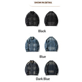 Wiaofellas  -  Brand Neckline Broken Denim Jacket for Men Washed Spring Turn Down Collar Casual Man Jacket Japan Vintage Clothing