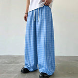 WIAOFELLAS  -  Men Plaid Pants Drawstring Joggers Loose Casual Straight Trousers Men Streetwear 2025 Fashion Male Long Pants S-5XL