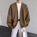 WIAOFELLAS  -  Men Jackets Solid Color Long Sleeve Open Stitch Casual Male Thin Coats Loose Streetwear Fashion Cardigan Outerwear Men