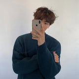 WIAOFELLAS  -  Autumn Winter Men Bottoming Long Sleeve Sweater Korean Versatile Basic Fashion New Jacquard Solid Casual Knitted Pullovers C93
