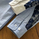 WIAOFELLAS  -  Fashionable Retro Street Patchwork Solid Color Shirt For Men 2024 Spring And Summer New American Style Casual Long-Sleeved Shirt