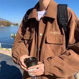 Wiaofellas  -  Corduroy Autumn Winter Men's Outerwear Jackets Safari Retro Pockets Soft Coat Loose Oversize M-XXXL Tops Casual Chic Streetwear