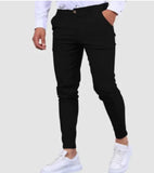 Wiaofellas  -  Men's Burgundy Slim Fit Chino Pants Stretch Skinny Trousers with Button Closure