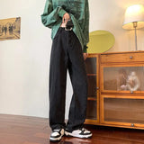 WIAOFELLAS  -  High Street Original American Trendy Wide Leg Jeans Men Autumn Winter New Korean Button Pocket Zipper Loose Straight Pants