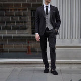WIAOFELLAS  -  Elegant Black Men Suits for Wedding 2025 Luxury Single Breasted Peak Lapel Male Clothing High Quality 3 Piece Jacket Pants Vest