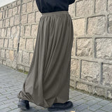 WIAOFELLAS  -  Men Irregular Pants Solid Color Joggers Elastic Waist Joggers Wide Leg Trousers Skirts Streetwear Loose Long Pants