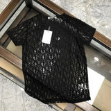 WIAOFELLAS  -  Men's Clothing Summer Crew Neck Pullovers Solid Color Spliced Gauze Hollow Out Ventilation Trend All-match Mesh Mesh Tops