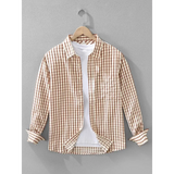 Wiaofellas  -  Men's Plaid Long-sleeved Shirt Japanese Retro Spring New Style Small Fresh Trendy Loose Shirt Casual Jacket