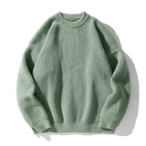 WIAOFELLAS  -  New Winter Retro Sweater Men Harajuku Knitted Solid Jumpers Oversized Streetwear Hip Hop Men Casual Warm Green Pullover Sweaters