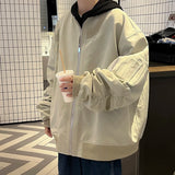 WIAOFELLAS  -  Men's Pocket Zipper Jacket Male Casual Streetwear Loose Hip Hop Slim Fit Solid Color Baseball Coats Men Clothing A04