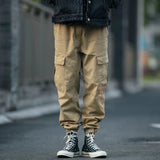 Wiaofellas  -  Retro Japanese Washed Trousers for Men Loose Fit Casual Pants Youth Pure Color Slimming Small Footwear Workwear Trousers