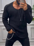 Wiaofellas  -  Solid Casual Knitted Men's Sweater Shirt Autumn O Neck Long Sleeve Knit Pullover Blouse Male Slim Bottom Knitwear