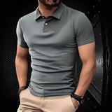 Wiaofellas  -  Men's Solid Color Polo Shirt Summer Casual Breathable Short Sleeve T-Shirt Men Fashion High Quality Slim Tees