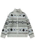 Wiaofellas  -  Casual Zipper Stand Collar Mens Sweatercoats Autumn Winter Vintage Knitted Cardigans For Men Fashion Geometric Sweater Jackets