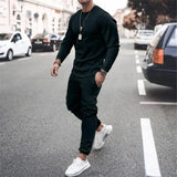 WIAOFELLAS  -  Long Sve Two-Piece Suit for Men Casual Sportswear Spring Season Outerwear Long Pants No Brand Registered Trademark