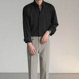 WIAOFELLAS  -  Black White Shirt Men Fashion Social Mens Dress Shirt Korean Loose Long Sleeved Shirt Mens Office Formal Shirts Ice Silk M-2XL