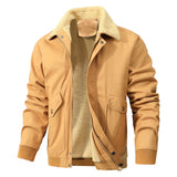 Wiaofellas  -  Male Casual Jacket With Fleece Collar And Washed Jacket Teen Fleece Jacket Mens Fleece Zip up Vest