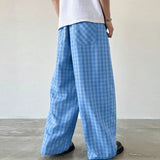 WIAOFELLAS  -  Men Plaid Pants Drawstring Joggers Loose Casual Straight Trousers Men Streetwear 2025 Fashion Male Long Pants S-5XL