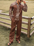 WIAOFELLAS  -  Trendy Mens Loose Two Piece Suits Vintage Pattern Printed Long Sleeve Shirt And Pants Sets Men Spring Autumn Casual Outfits