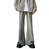 Wiaofellas  -  Vintage Men Straight Leg Jeans Korean Handsome Casual Pants High Street Loose Wide Leg Trousers Vintage Blue Baggy Jeans B275