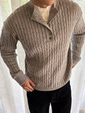 Wiaofellas  -  Vintage Double-layer Stand Collar Jumpers Mens Knitting Twist Textured Sweaters Spring Men Casual Long Sleeve Knitted Sweater