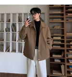 WIAOFELLAS  -  Korean Short Woolen Coat Men's Spring and Autumn Elegant Jacket 2025 New Solid Color Trendy Cool Button Lapel Coat