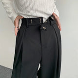 WIAOFELLAS  -  Black Suit Pants Men Oversized Fashion Social Mens Dress Pants Korean Loose Straight Wide Leg Pants Mens Office Formal Trousers