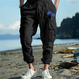 WIAOFELLAS  -  Casual Breathable Cotton Pants For Men Autumn Vintage Pattern Printing Loose Cargo Pants Streetwear Mens Fashion Patchwork Pants