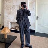 WIAOFELLAS  -  Men Autumn Winter Thick Material Loose Casual Retro Fashion Wide Leg Suit Trousers Office Man Commuter Business Baggy Pants