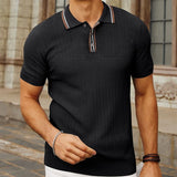 Wiaofellas  -  Summer Breathable Knit Ice Silk Polo Shirts Men Casual Turn-down Collar Button Short Sleeve Slim Tops Mens Knitwear Vintage Polo