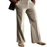 WIAOFELLAS  -  Mens Stand Pocket Elegant Gold Velvet Pants Flare Trousers Full-Length Bottoms Autumn Winter Casual Pants M-2XL