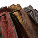 WIAOFELLAS  -  Men Striped Pants Men Wide Leg Cotton Linen Wide-Leg Pants Man Retro Chinese Style Male Casual Nepal Robe Joggers Trousers