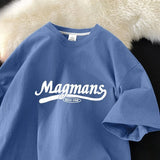 WIAOFELLAS  -  New Summer Cotton Short-sleeved Shirt Men Women Loose Versatile Fashion English Printing Trend Round Neck Half-sleeved Aesthetic