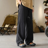 WIAOFELLAS  -  Boyfriend Cargo Bloomers Trousers Men's Clothing Casual Loose Solid Color Elastic High Waisted Pockets Spring Autumn Pants