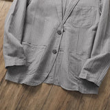 Wiaofellas  -  Japanese Sle Linen Bubble irt Men's Summer Lightweight Casual Suit Jaet Breathable Comfortable Spring Faion Trend