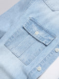 WIAOFELLAS  -  Pure cotton washed blue denim shirt for men - loose fit, trendy, cardigan style, fashionable and casual top