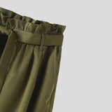 WIAOFELLAS  -  Men Pants Solid Color Lace Up Joggers Casual Cargo Pants Men Streetwear Loose Pockets Fashion Leisure Male Long Trousers