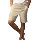 Wiaofellas  -  New Casual Mens Shorts Solid Color Loose Pleated Irregular Button-up Linen Shorts Men Beach Leisure Breathable Soft Shorts Male