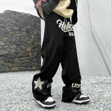 WIAOFELLAS  -  Street Towels Embroidered Loose Sports Pants Korean Version Trendy Hip-hop Retro Couple Casual Pants Men and Women