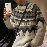 WIAOFELLAS  -  Men's Hong Kong Style Pullover Sweater Loose Stylish Knitwear Autumn Winter New Style Trendy Unisex Retro Versatile Top