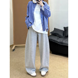 WIAOFELLAS  -  American Sle Wide Leg Straight Cut High Waist Trousers Cleanfit Sports Casual Long Pants for Men Autumn Season